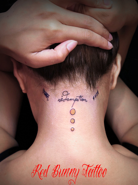 文字 タトゥーデザイン letter tattoo 首・女性のタトゥー