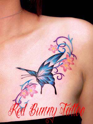 蝶 タトゥーデザイン・画像の紹介 女性のワンポイントタトゥー