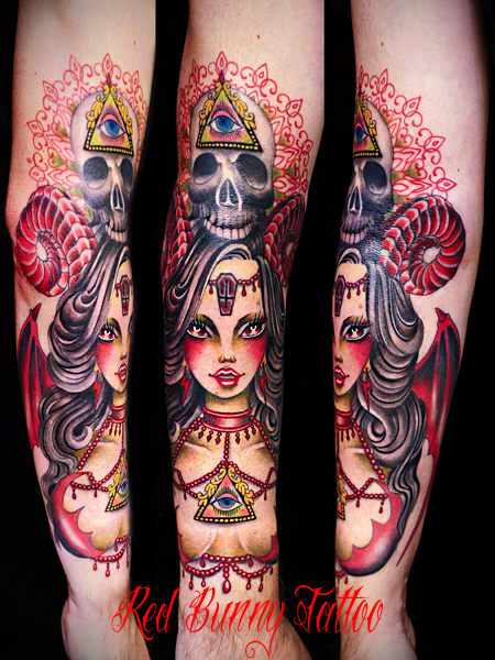 devil girl tattoo 悪魔・女性のタトゥーデザイン