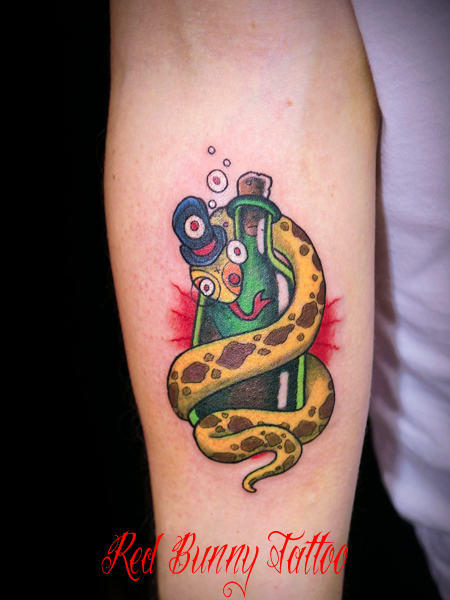 酔っ払いヘビ　タトゥーデザイン snake tattoo