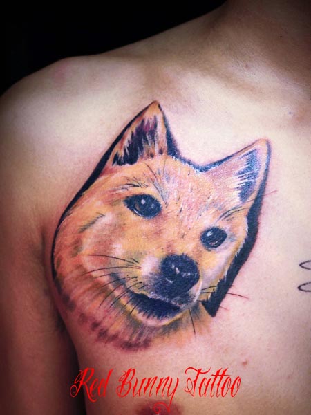 tattoo dog　犬のタトゥーデザイン ポートレート風タトゥー