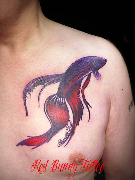 熱帯魚 ベタのタトゥーデザイン fish tattoo
