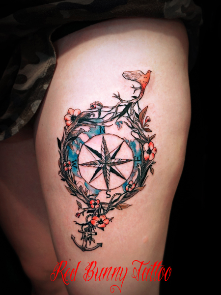 コンパスのタトゥーデザイン compas tattoo