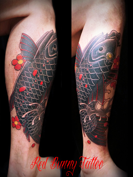 鯉と桜の刺青・タトゥーデザイン