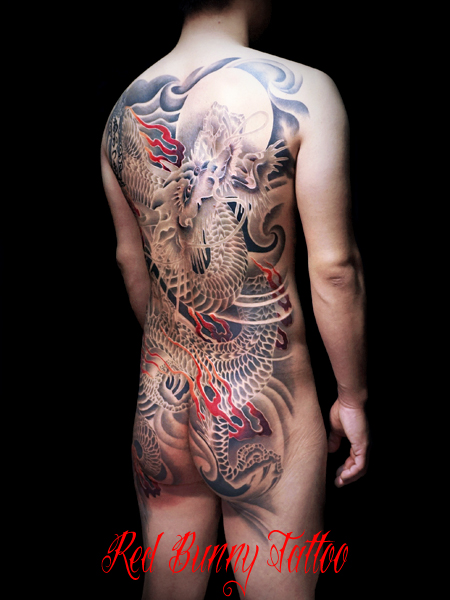 龍の刺青・和彫り・タトゥーデザイン 白筋の刺青