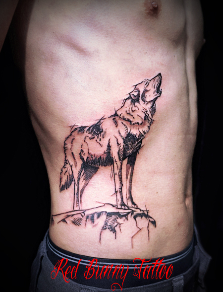 狼・オオカミのタトゥーデザイン wolf tattoo