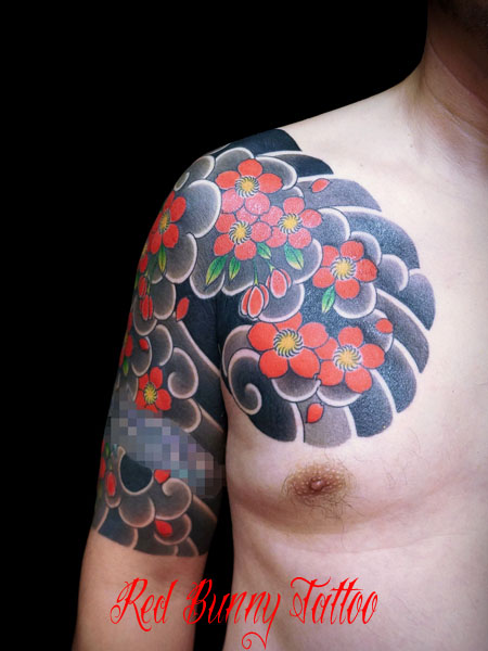 桜散らし・桜吹雪の刺青・和彫り・タトゥーデザイン