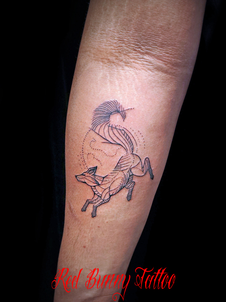 狐と月のタトゥーデザイン fox&moon tattoo