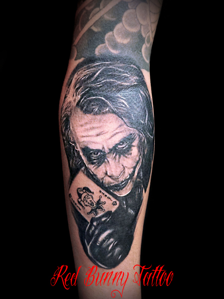 ジョーカーのポートレートタトゥーデザイン　joker tattoo