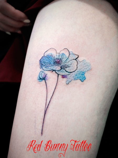 花 ウォーターカラー タトゥーデザイン flower water color tattoo