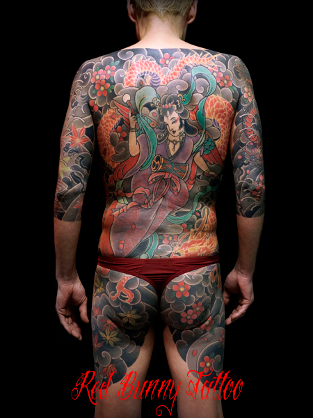 天女 龍 背中 胸割り 刺青 和彫り japanese tattoo irezumi