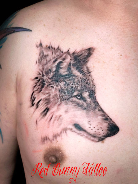 狼・オオカミのタトゥーデザイン wolf tattoo ポートレート 動