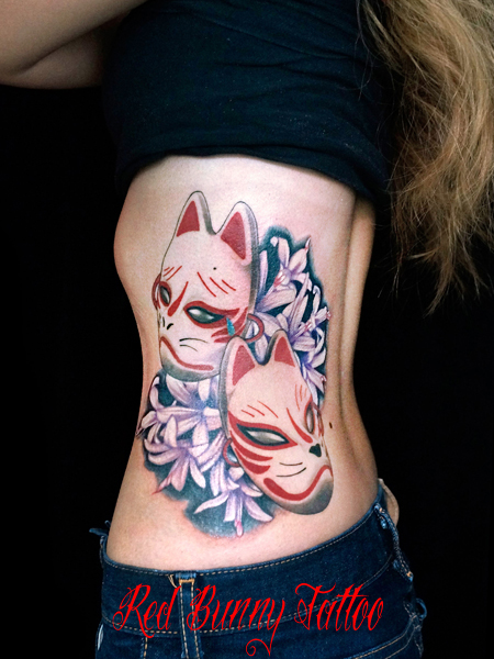 お面 般若 天狗 東京 タトゥースタジオ 吉祥寺 Red Bunny Tattoo デザイン 画像