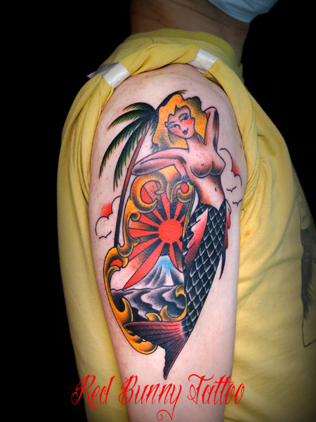 人魚・マーメイドのタトゥーデザイン　アメリカントラディショナル タトゥー