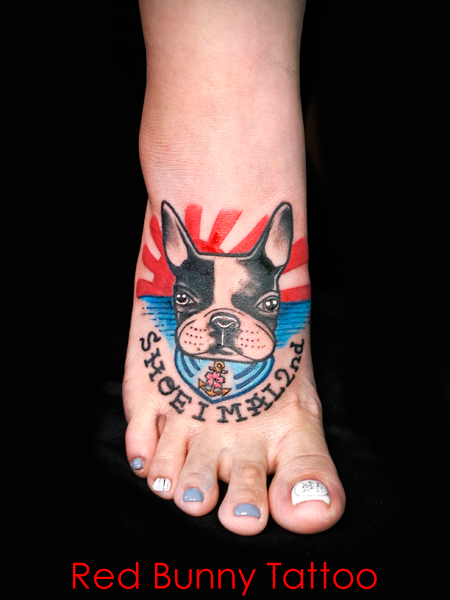 犬 ペット タトゥーデザイン アメリカントラッド タトゥーデザイン 足の甲
