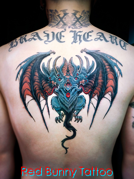 モンスター　タトゥーデザイン 　背中・コウモリ・悪魔 devil tattoo