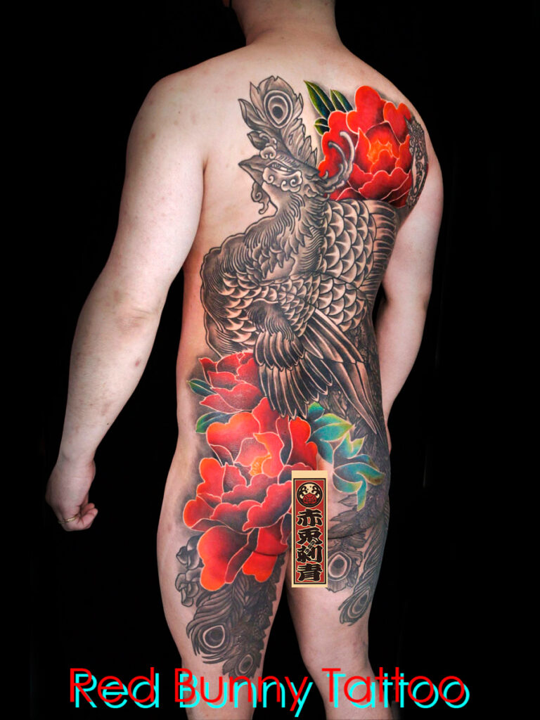鳳凰と牡丹の刺青・タトゥーデザイン　和彫り・背中一面・japanese phoenix tattoo