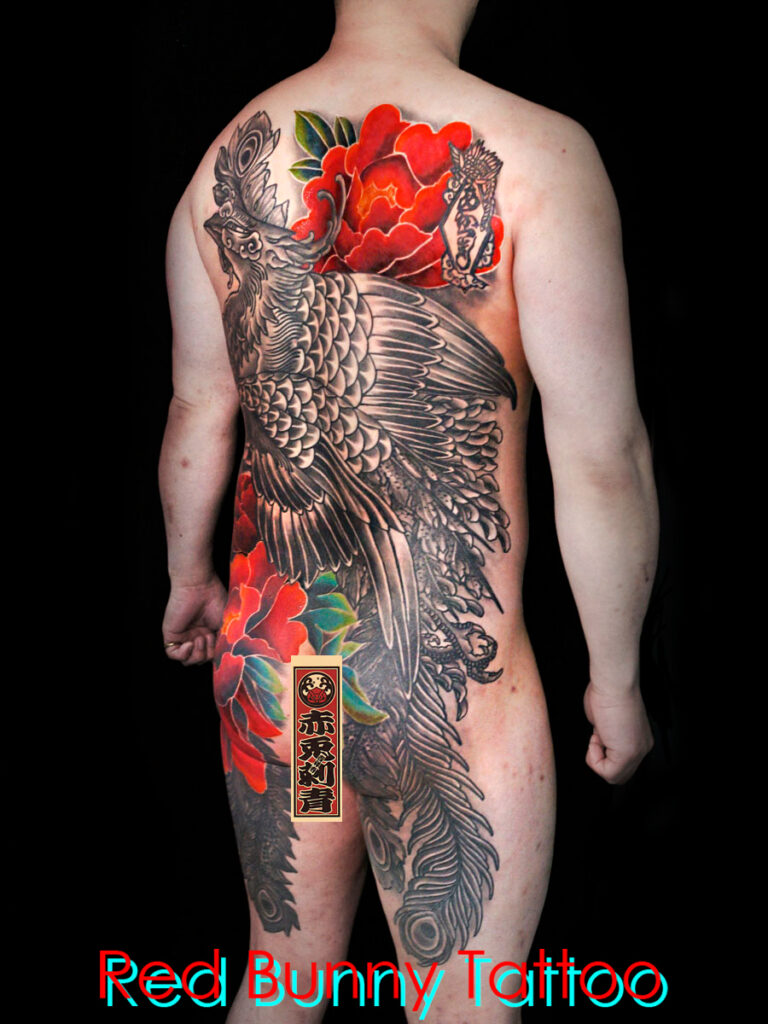 鳳凰と牡丹の刺青・タトゥーデザイン　和彫り・背中一面・japanese phoenix tattoo