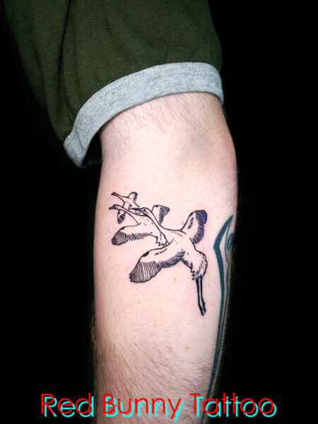 鶴 crane tattoo シンプル　タトゥーデザイン