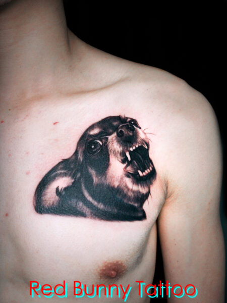 ペット・犬のポートレートタトゥーデザイン dog tattooo