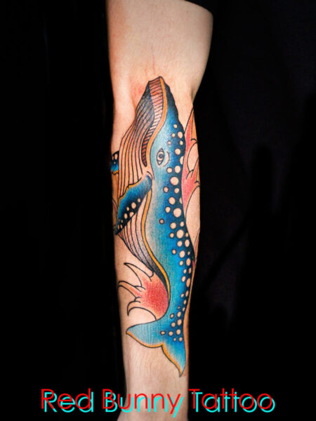 クジラのタトゥーデザイン アメリカントラッド whale tattoo