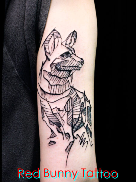 リカオンのスケッチ風タトゥーデザイン　アフリカ　犬・動物　sketch tattoo