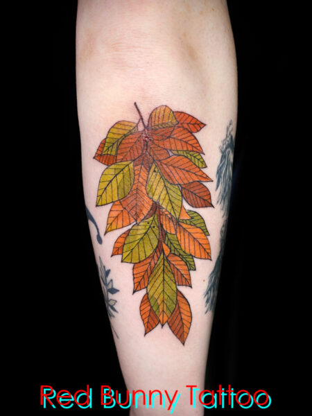 葉っぱのタトゥーデザイン　花・植物・紅葉・leaf tattoo