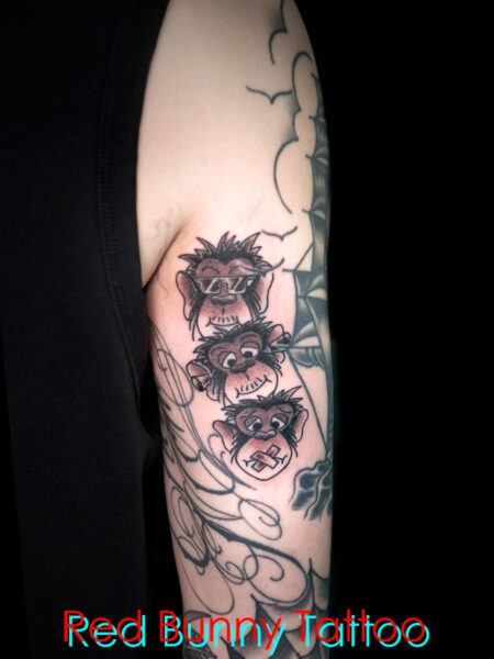 三猿のタトゥーデザイン 見ざる聞かざる言わざる　three wise monkeys tattoo
