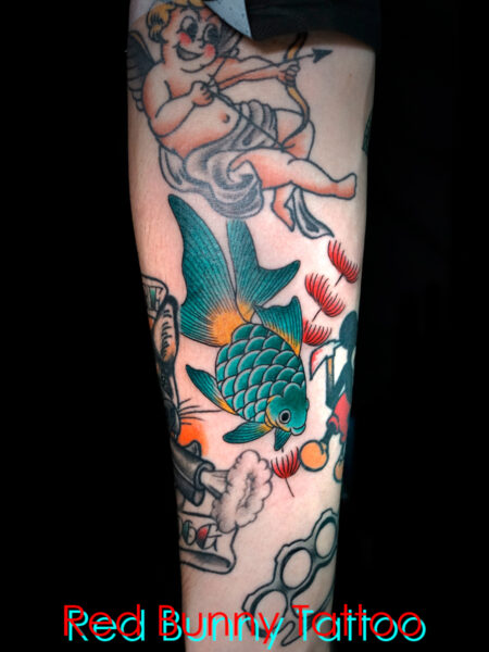 金魚のタトゥーデザイン　縁起物・goldfish tattoo