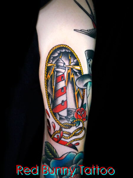 灯台のタトゥーデザイン　アメリカントラディショナル・トラッド・lighthouse tattoo