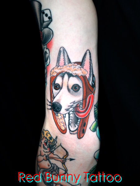 犬のタトゥーデザイン　ペット・アメリカントラッド・dog tattoo