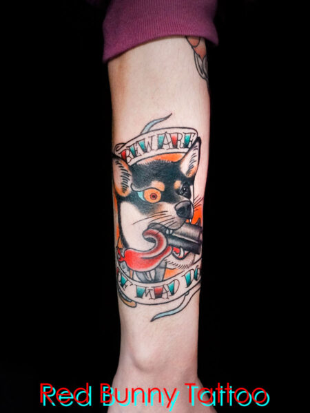 犬のタトゥーデザイン　ペット・アメリカントラッド・dog tattoo