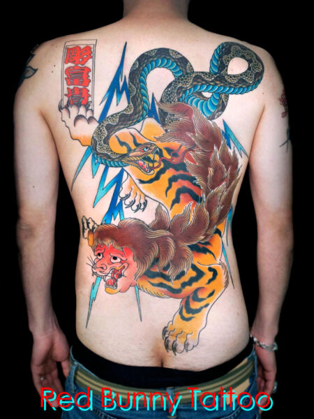 鵺の刺青・タトゥーデザイン　和彫り・妖怪・背中一面・japanese youkai tattoo