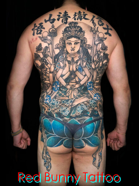 千手観音の刺青・タトゥーデザイン　和彫り・背中一面・仏画・japanesestyle tattoo