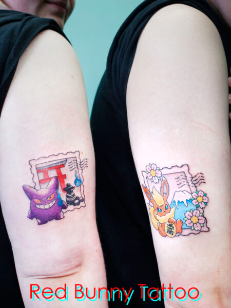 ポケモンのカップル タトゥーデザイン　japanese anime pokemon tattoo