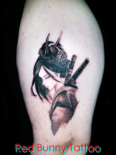 侍　女性のタトゥーデザイン ・武士・くノ一  japanese samurai ninja tattoo
