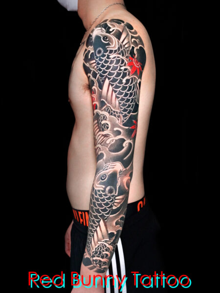 鯉の刺青・タトゥーデザイン　腕・九分・和彫り　japanese style tattoo carp
