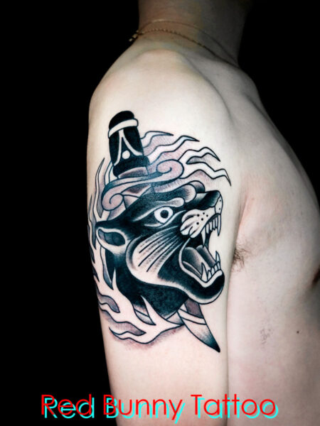 ブラックパンサー　タトゥーデザイン アメリカントラッド　black panther tattoo 