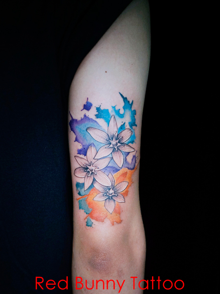 花　水彩画　タトゥーデザイン flower tattoo