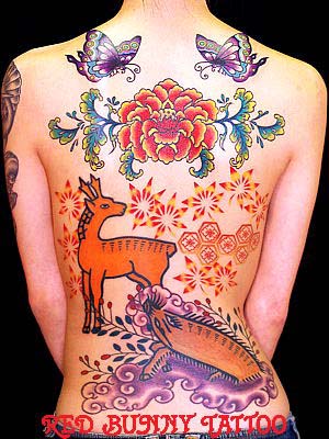 刺青tattoo画像・猪鹿蝶