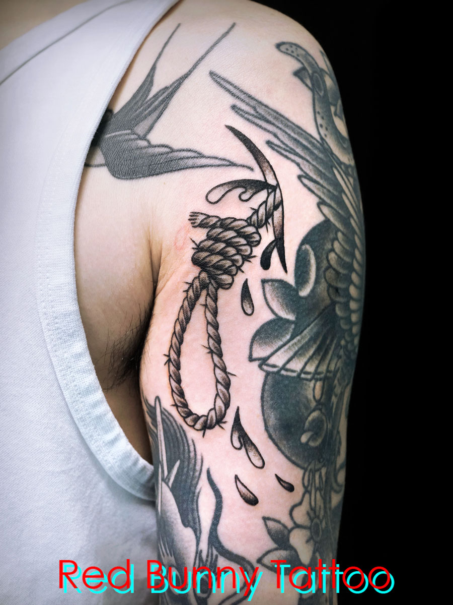 ロープのタトゥーデザイン アメリカントラディショナル noose tattoo | 東京 タトゥースタジオ 吉祥寺 Red Bunny ...